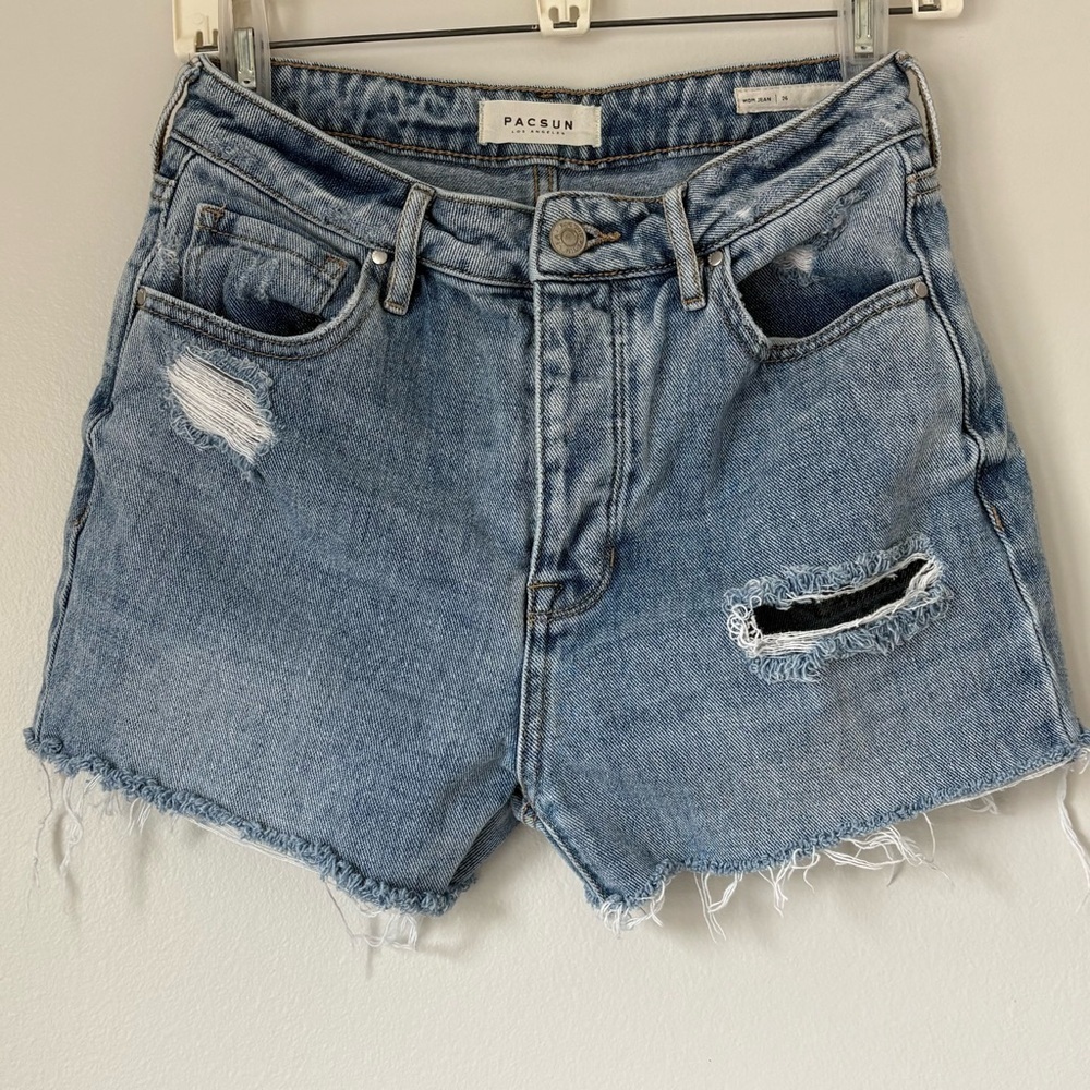 PacSun Women's Distressed Blue Denim Shorts